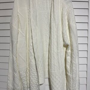 Forever 21 Cozy Cable Knit Cardigan XL White
